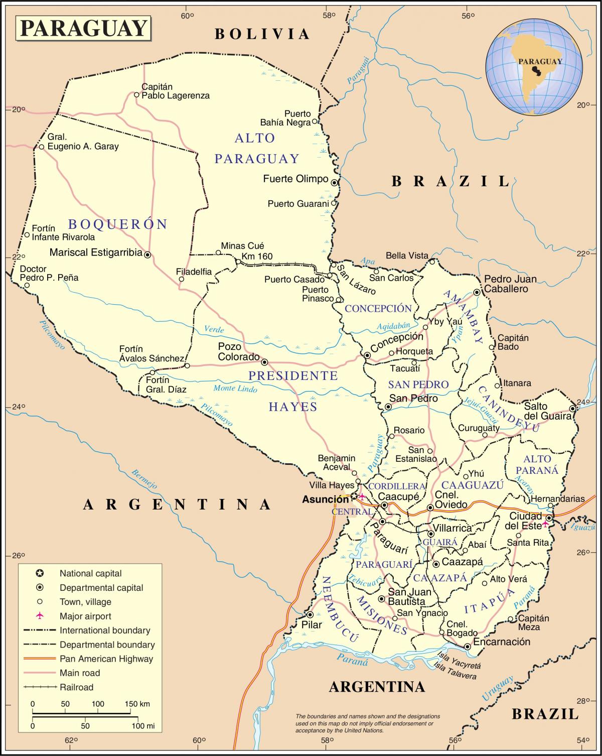 Mapa cateura Paragwaj 