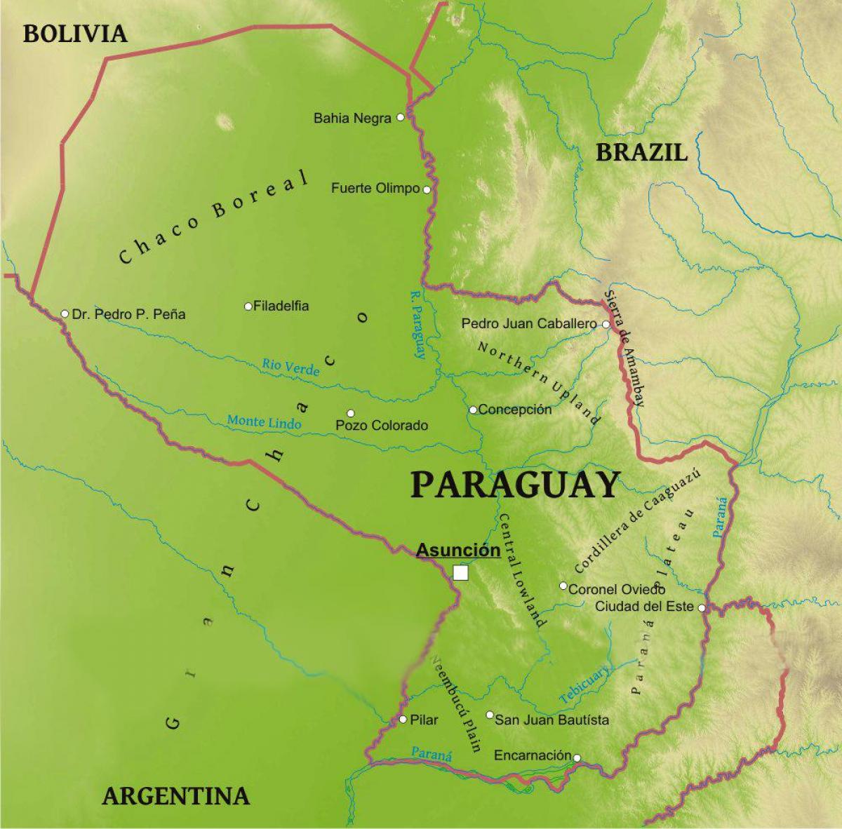 Mapa Paragwaj geografia
